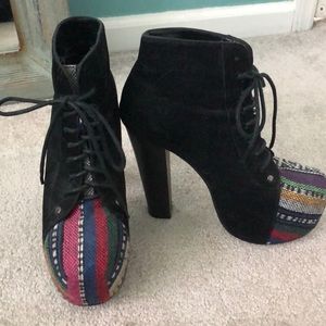 Tribal Print Heeled Booties